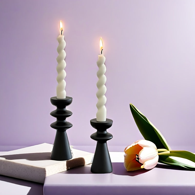 bougeoir bois noir  - Esprit Chandelier