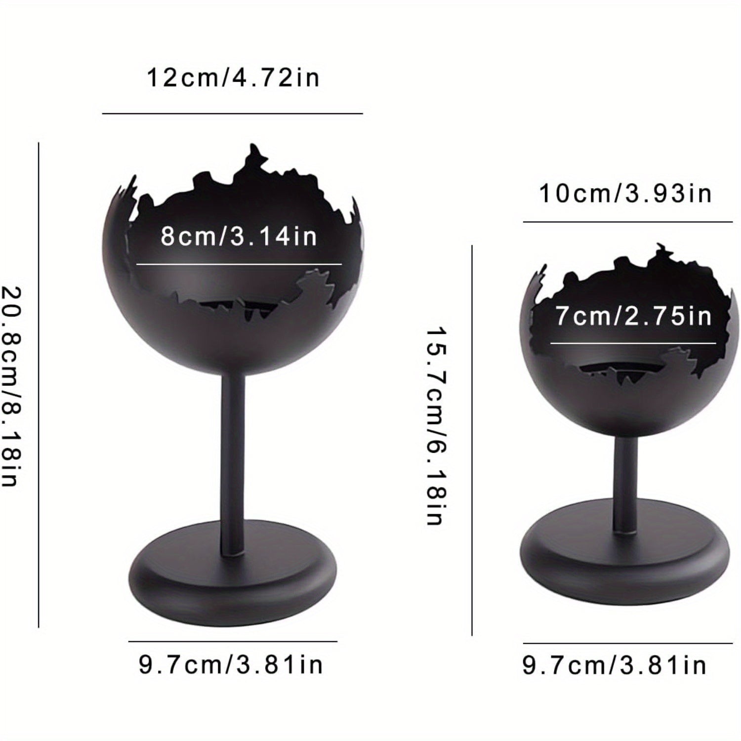 bougeoir boule pilier metal noir - Esprit Chandelier