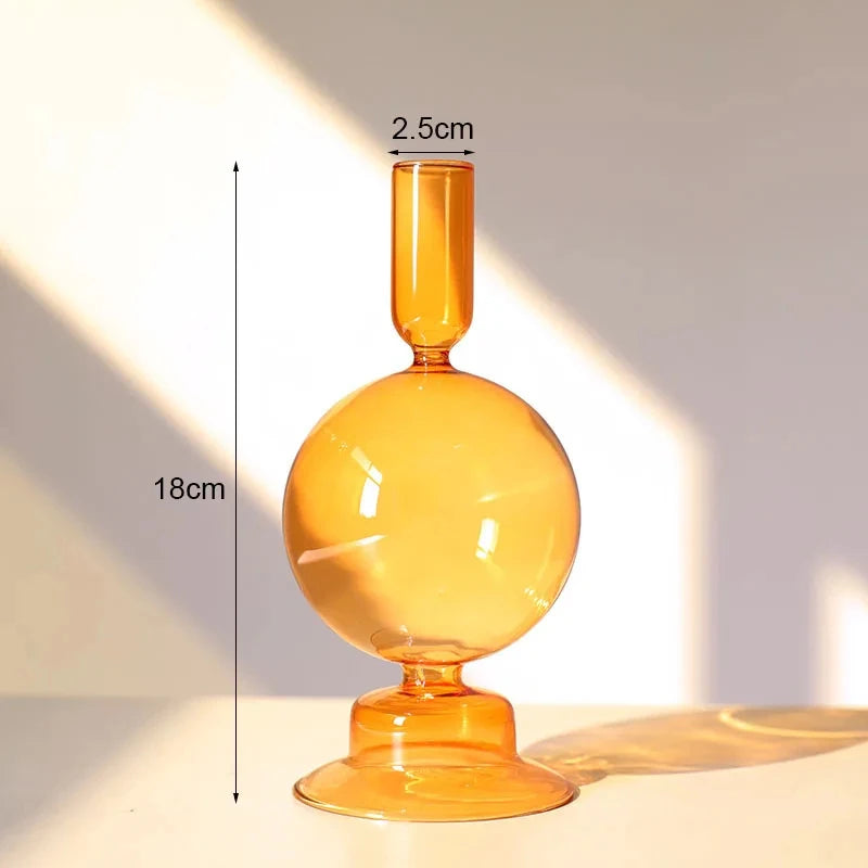 bougeoir boule verre orange