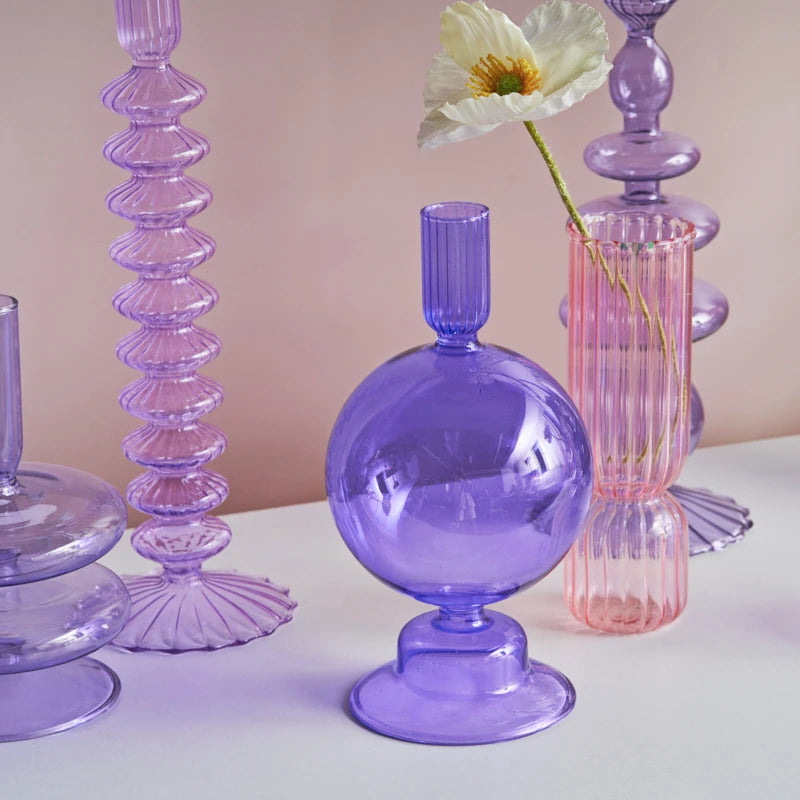 bougeoir boule violette