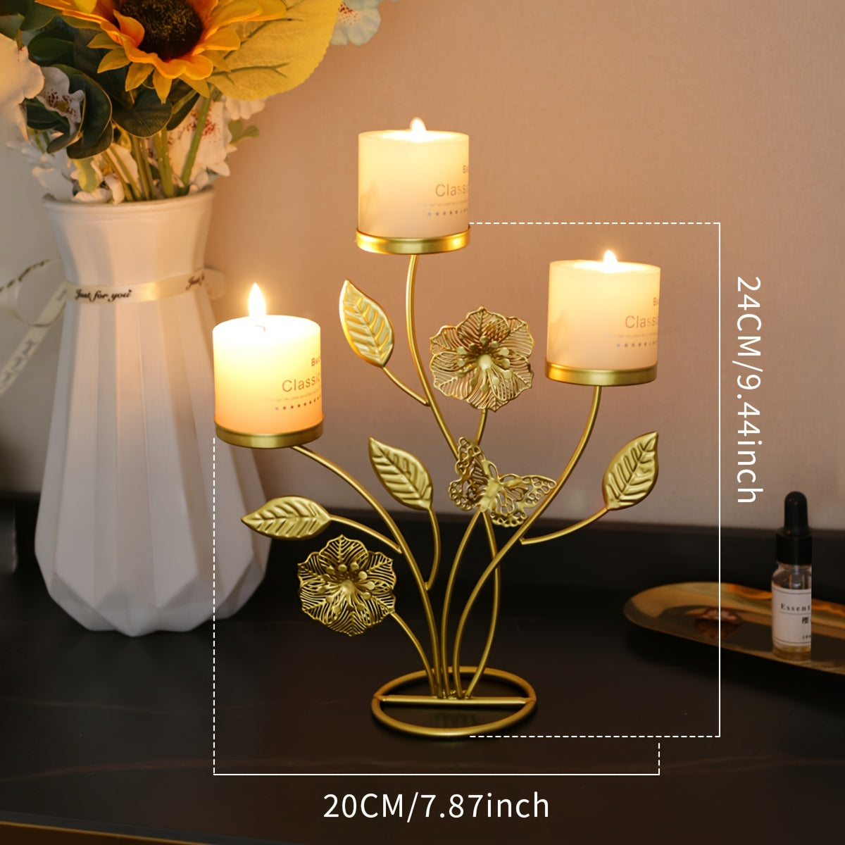 bougeoir bouquet dore - Esprit Chandelier