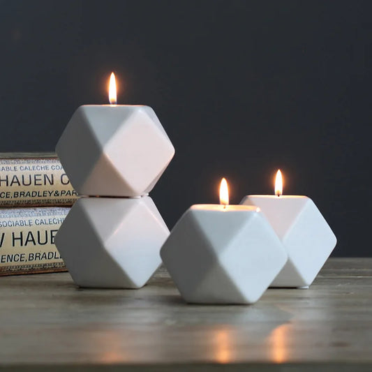 Bougeoirs Céramique Hexagonal - Esprit Chandelier