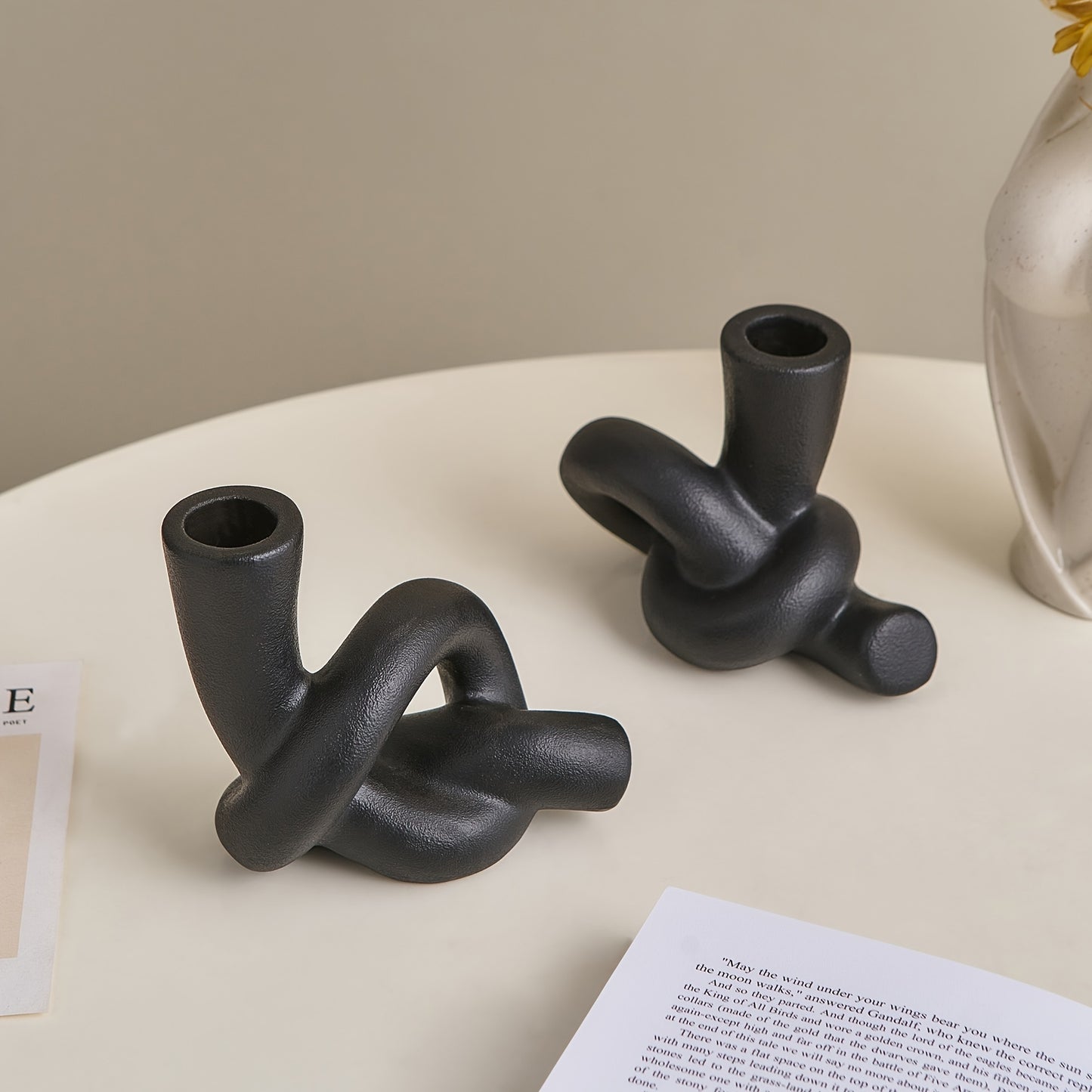 bougeoir ceramique noir mat - Esprit Chandelier