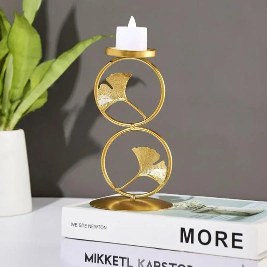 bougeoir dore cercle ginko - Esprit Chandelier