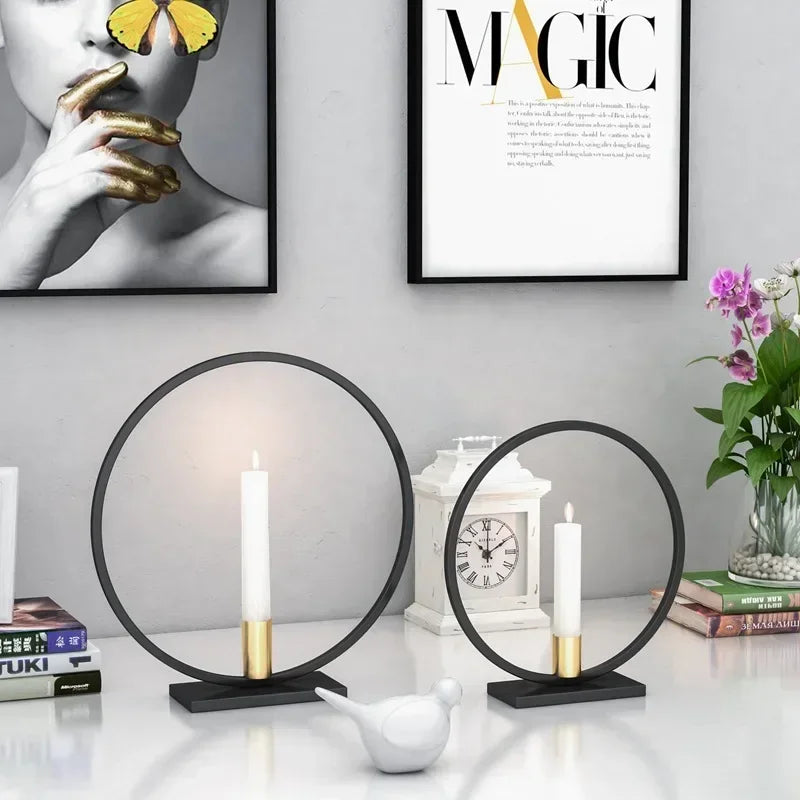 bougeoir cercle noir or - Esprit Chandelier
