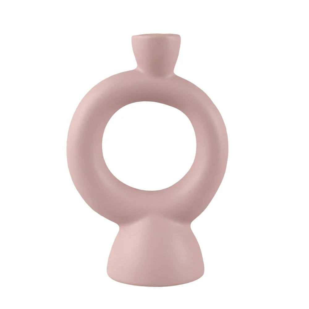 bougeoir cercle rose ceramique - Esprit Chandelier