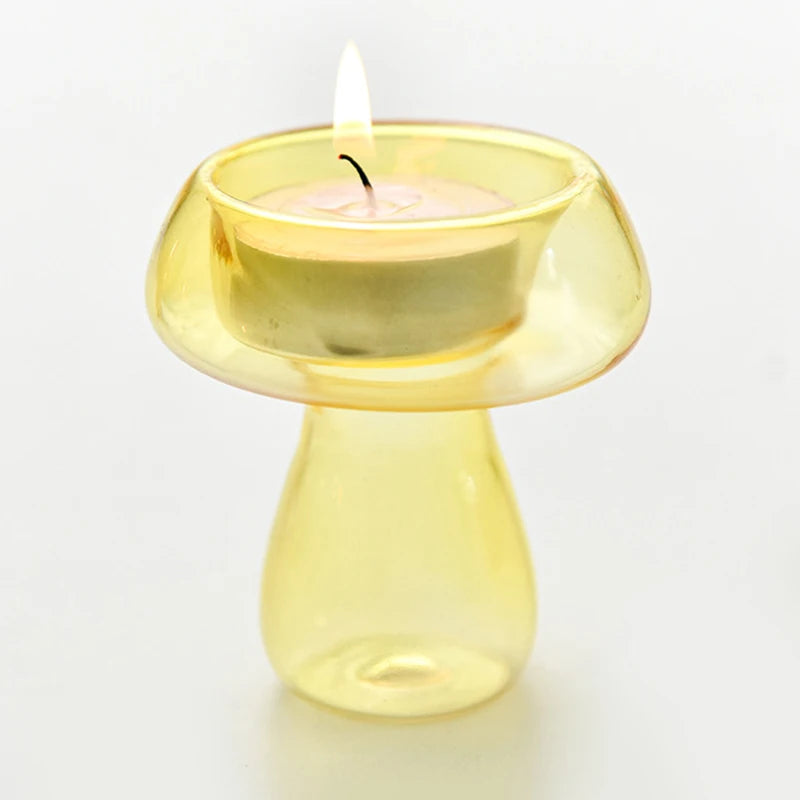 bougeoir champignon verre jaune - Esprit Chandelier