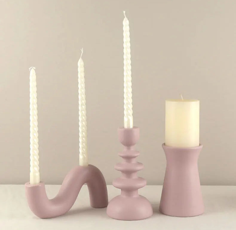 bougeoir cheminée totem rose - Esprit Chandelier