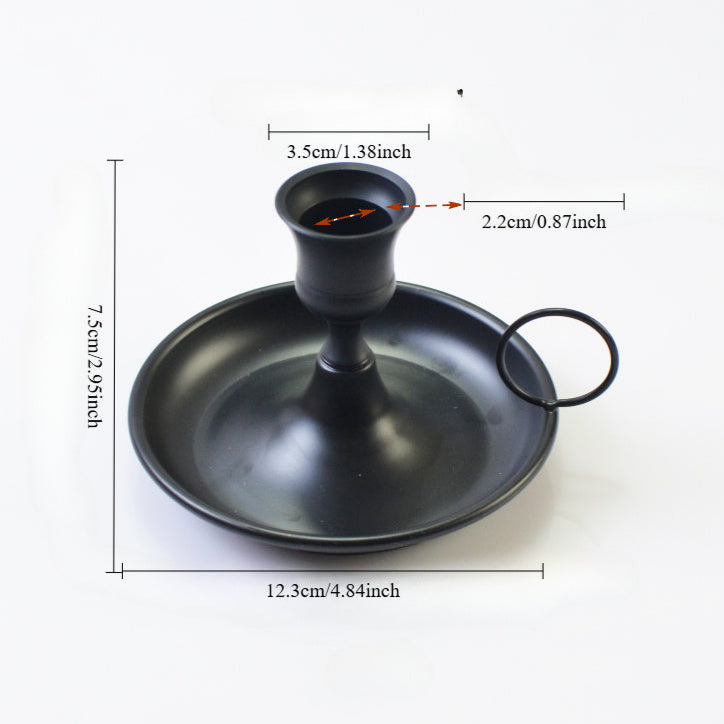 bougeoir classique noir anse - Esprit Chandelier