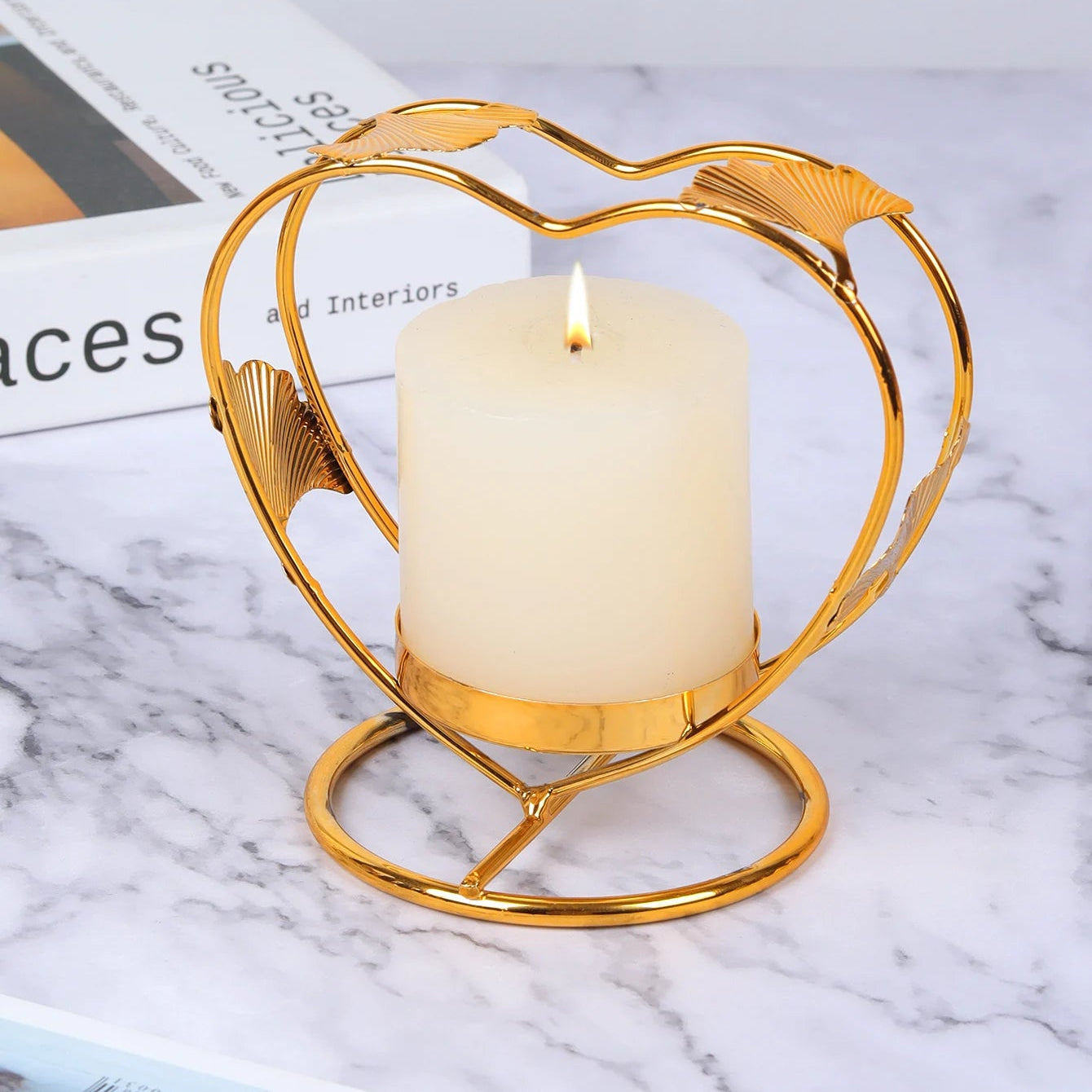 bougeoir coeur dore - Esprit Chandelier