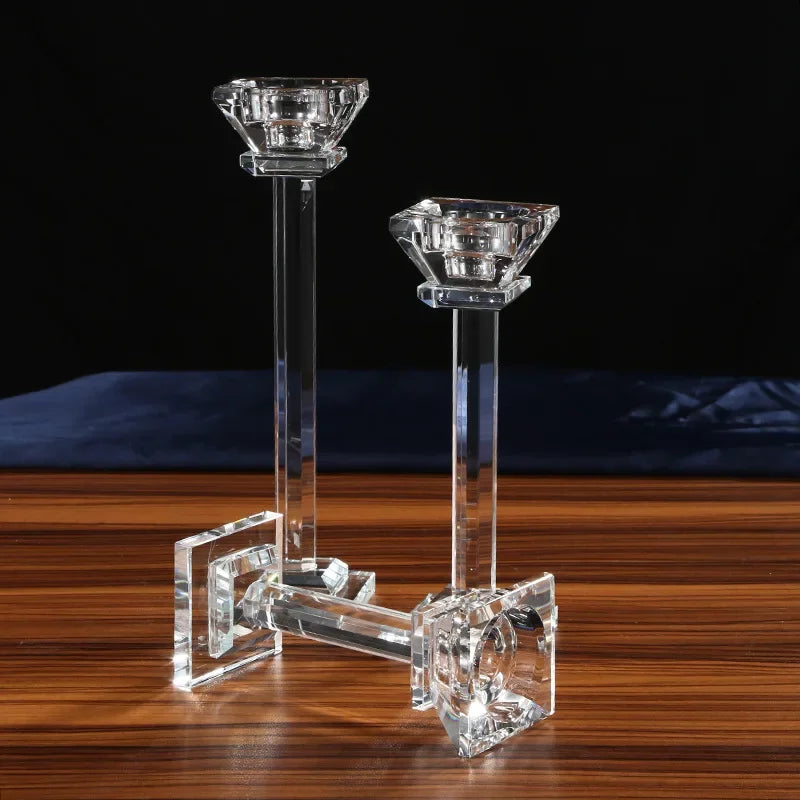 bougeoir cristal colonne carrée - Esprit Chandelier
