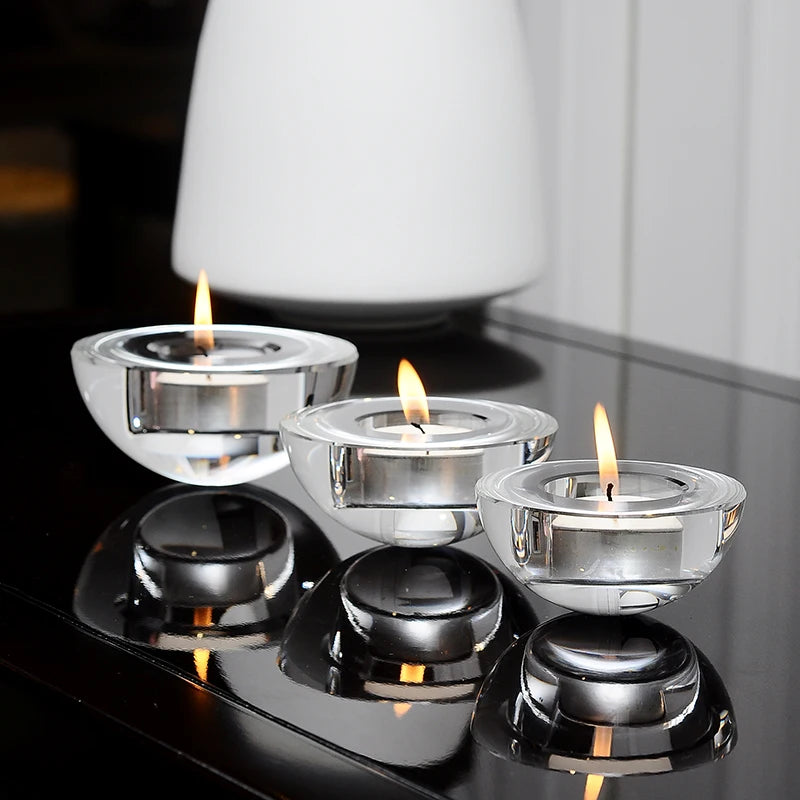 bougeoir cristal dôme transparent - Esprit Chandelier