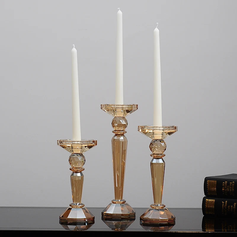 bougeoir cristal fuselé champagne - Esprit Chandelier