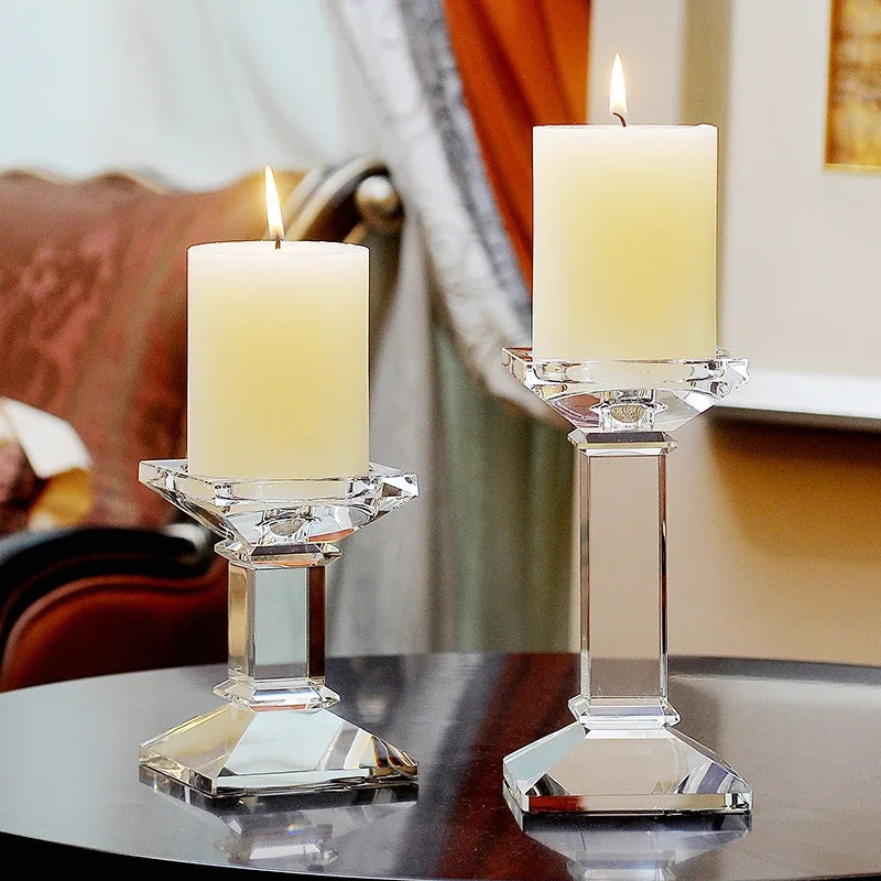 bougeoir cristal pied carre