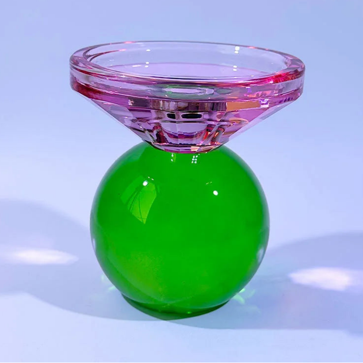 bougeoir cristal vert rose - Esprit Chandelier