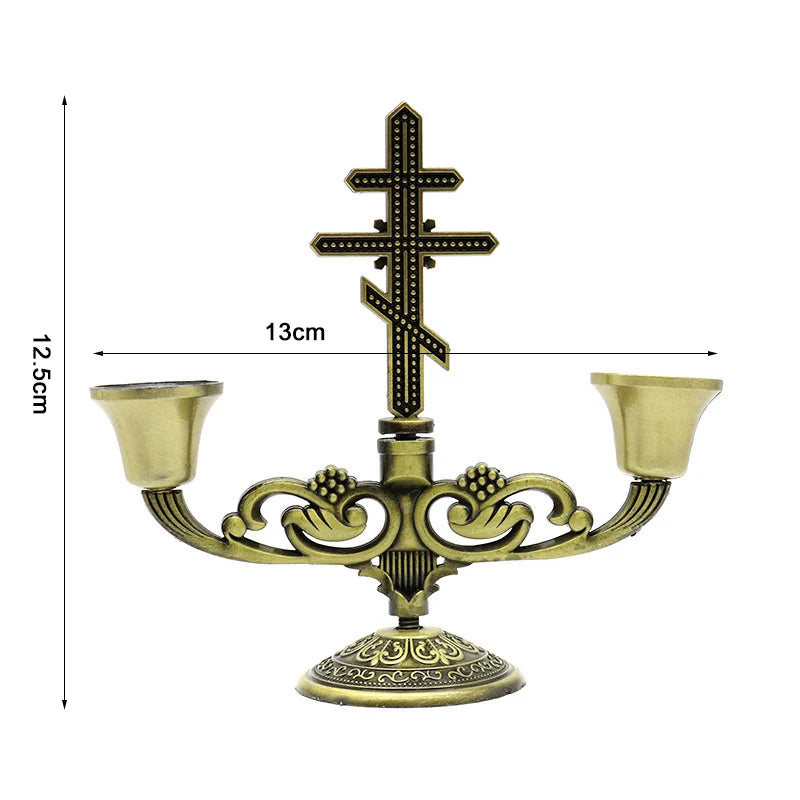 bougeoir croix orthodoxe bronze - Esprit Chandelier
