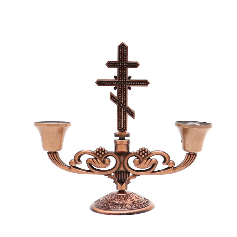 bougeoir croix orthodoxe rose gold - Esprit Chandelier