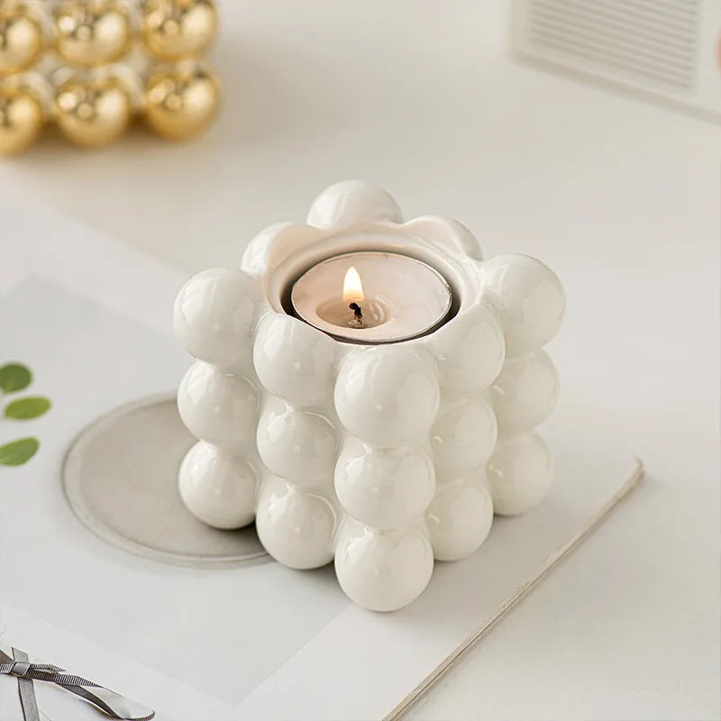 bougeoir cube blanc - Esprit Chandelier