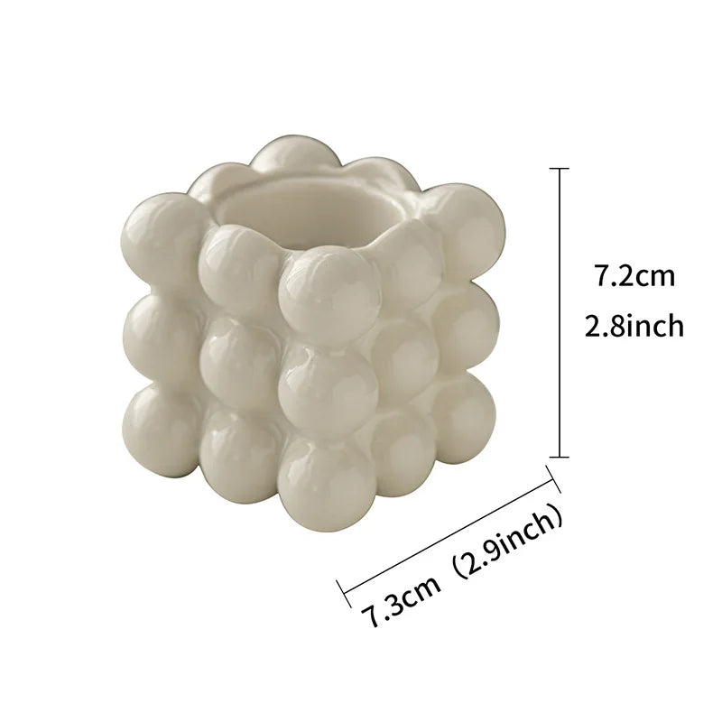 bougeoir cube blanc céramique format - Esprit Chandelier