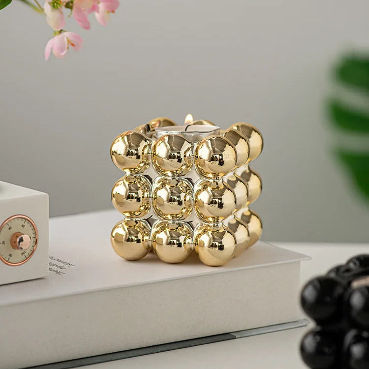 bougeoir cube doré - Esprit Chandelier