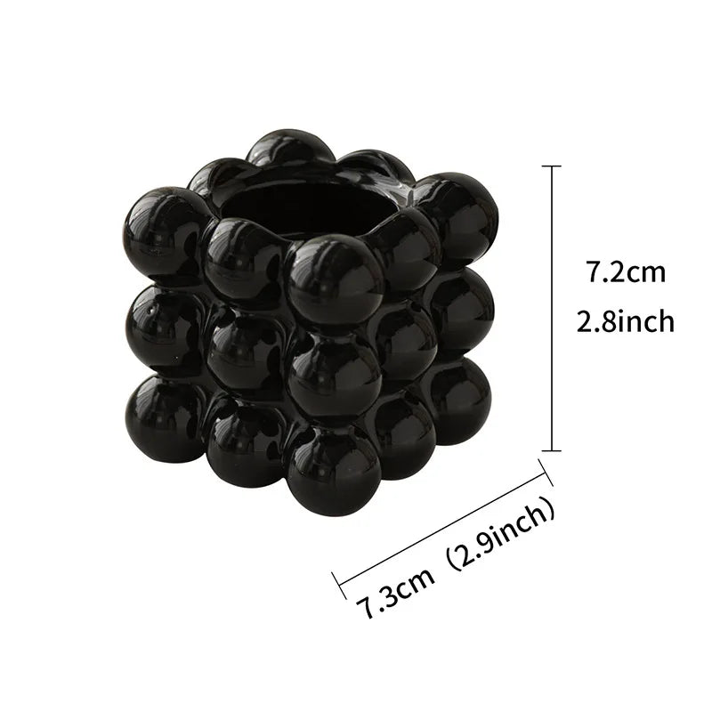 bougeoir cube noir ceramique format - Esprit Chandelier