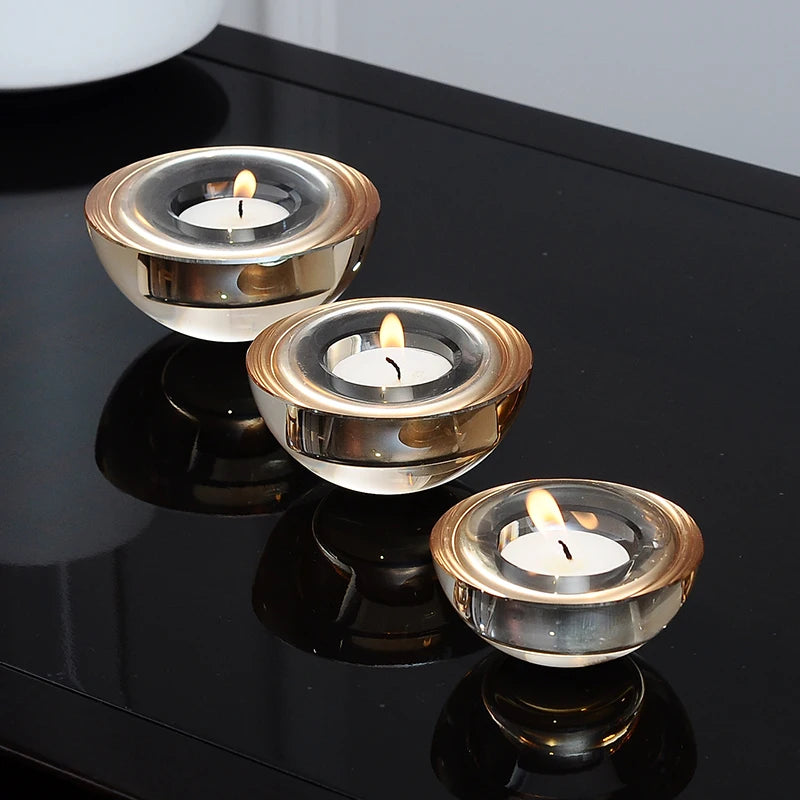 bougeoir dôme cristal ambre - Esprit Chandelier