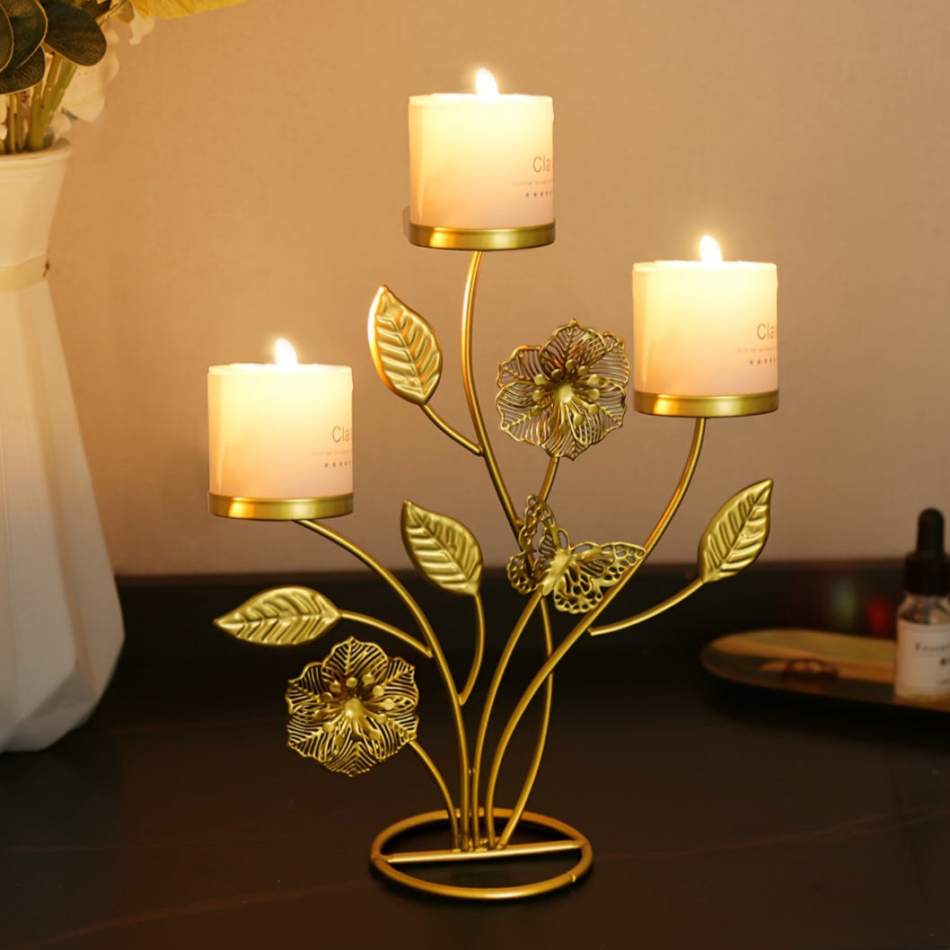 bougeoir dore bouquet - Esprit Chandelier