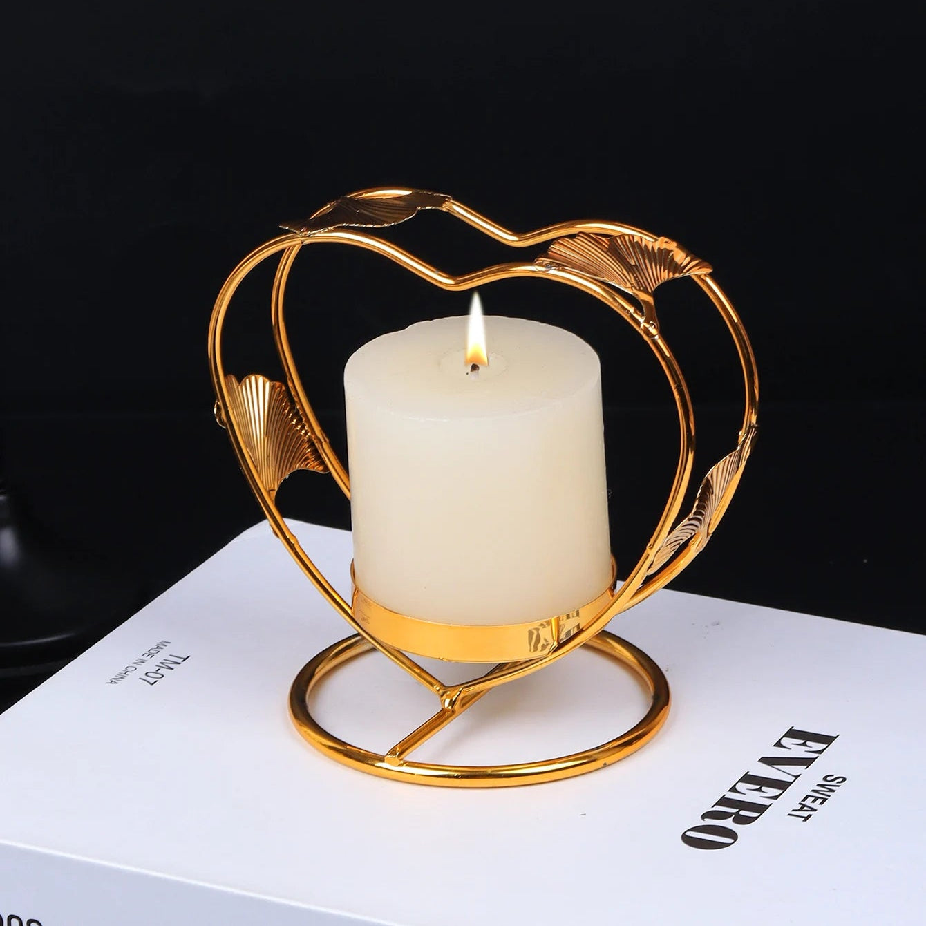 bougeoir dore ginko - Esprit Chandelier