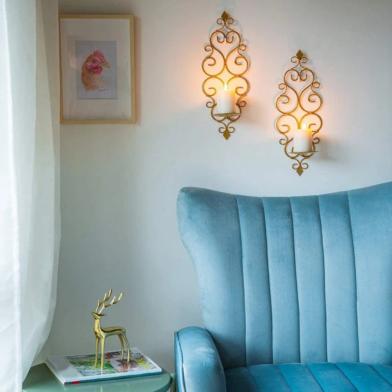 bougeoir dore mur arabesques - Esprit Chandelier