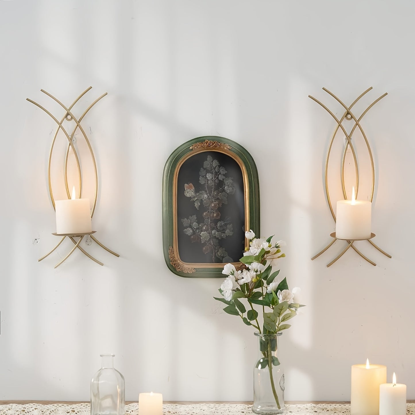 bougeoir dore mural moderne - Esprit Chandelier