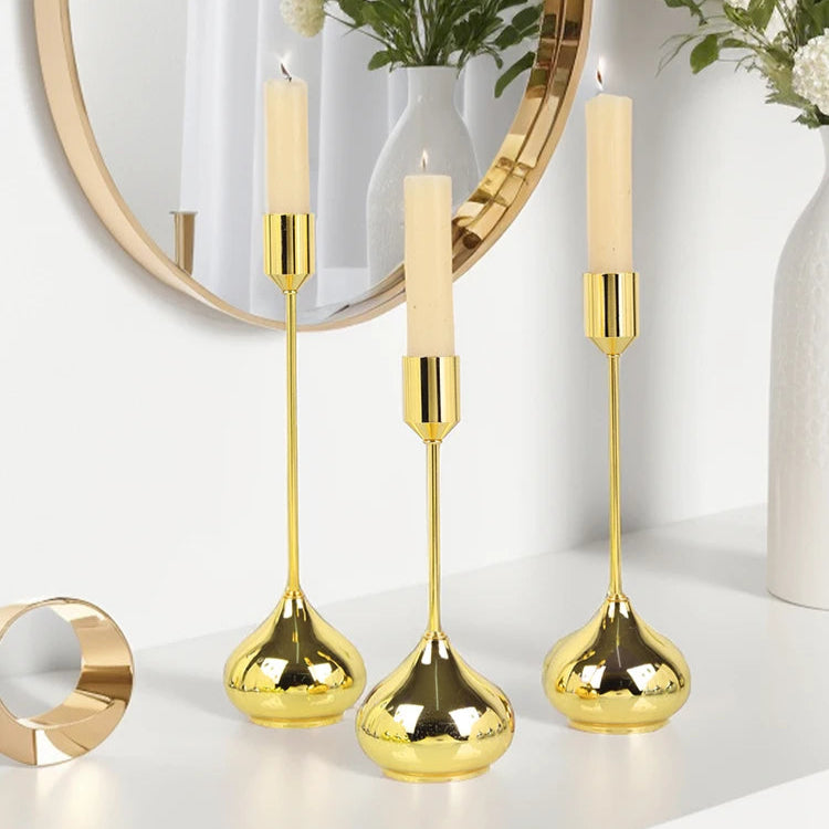 Bougeoir dore pied goutte - Esprit Chandelier
