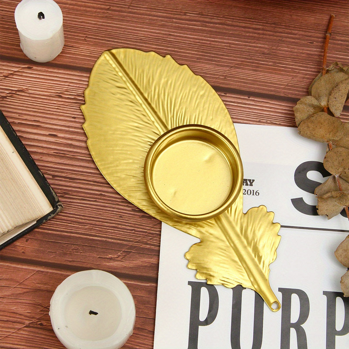 bougeoir plume dorée - Esprit Chandelier