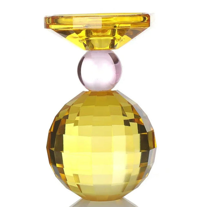 bougeoir double entree cristal jaune - Esprit Chandelier
