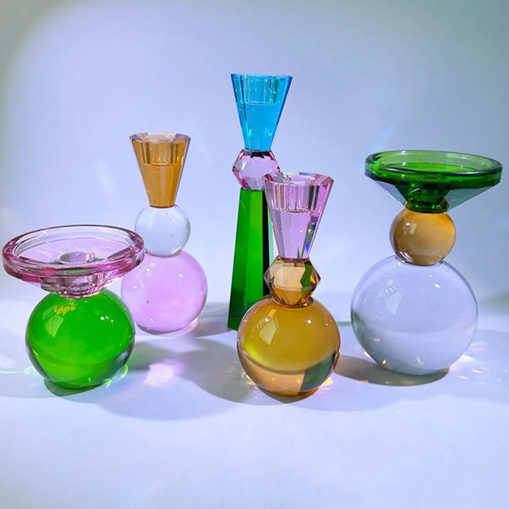 bougeoir en verre seventies - Esprit Chandelier