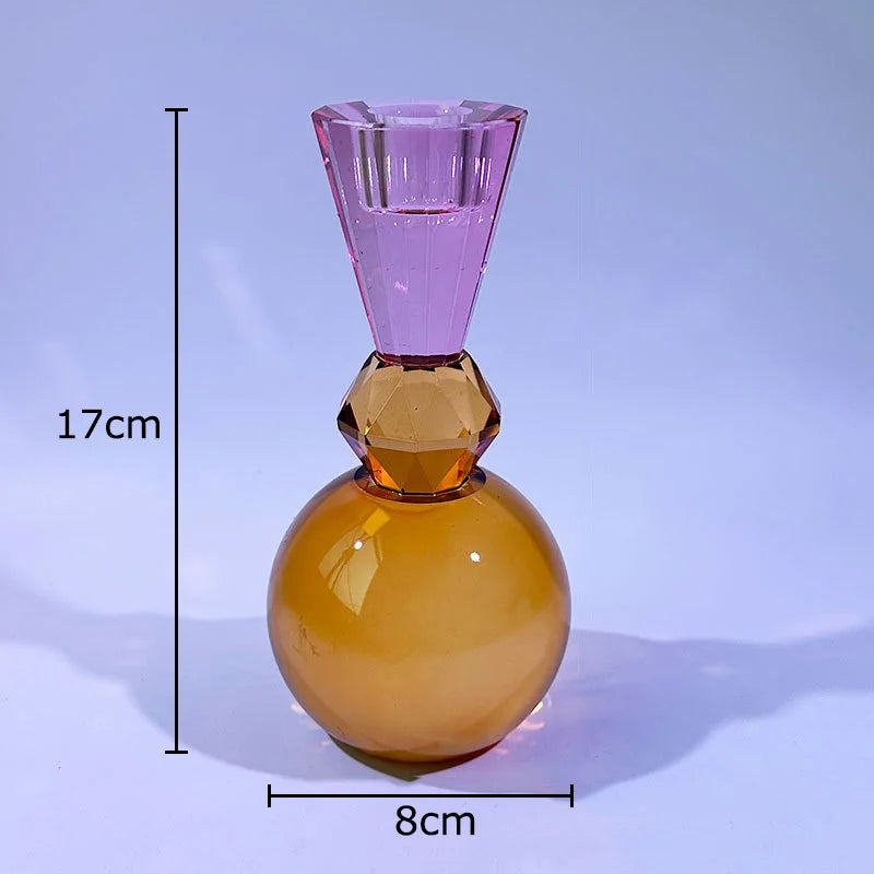 bougeoir en verre orange seventies - Esprit Chandelier