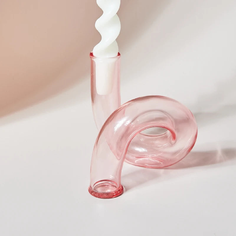 bougeoir verre escargot rose