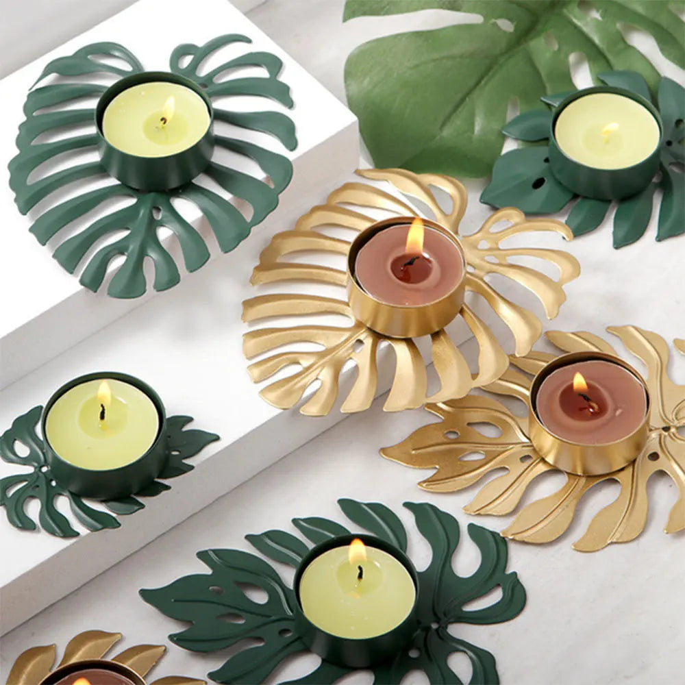 bougeoir feuille dore - Esprit Chandelier