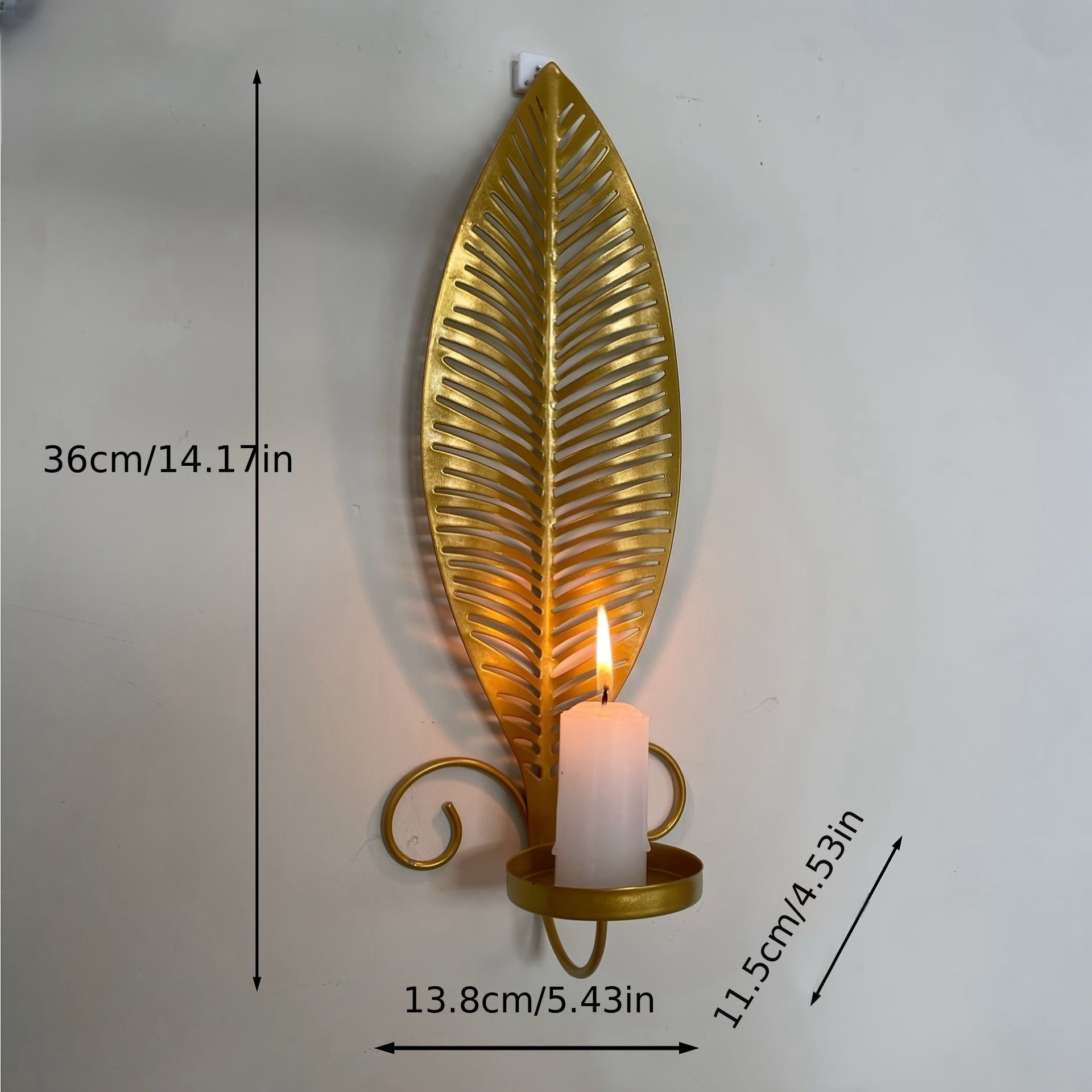 bougeoir feuille dore mural - Esprit Chandelier