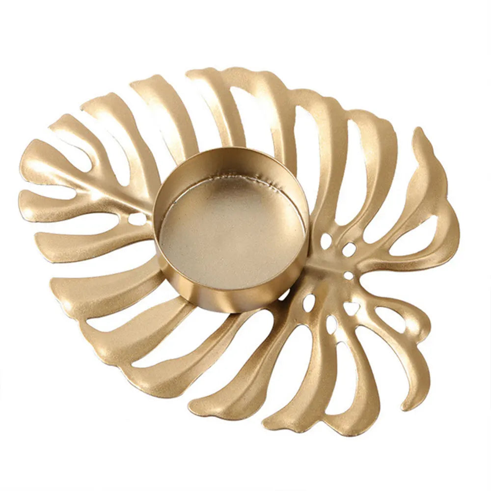 bougeoir feuille monstera dore - Esprit Chandelier