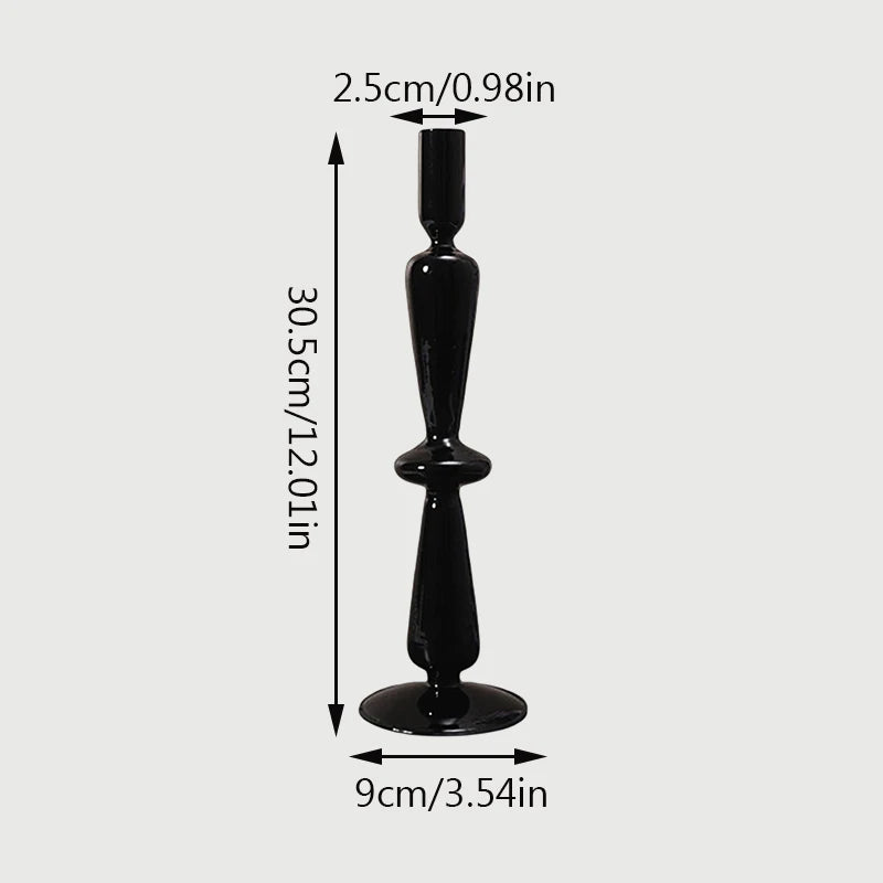 bougeoir flute verre noir - Esprit Chandelier