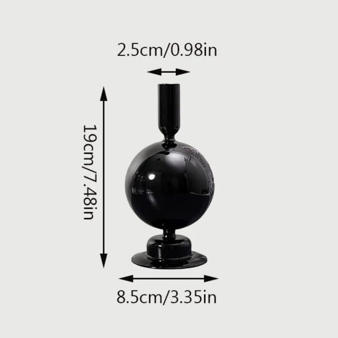 bougeoir grand boule noir verre - Esprit Chandelier