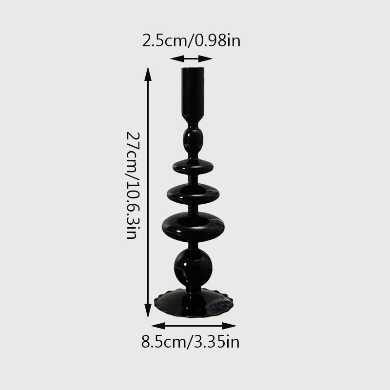bougeoir long lace noir verre - Esprit Chandelier