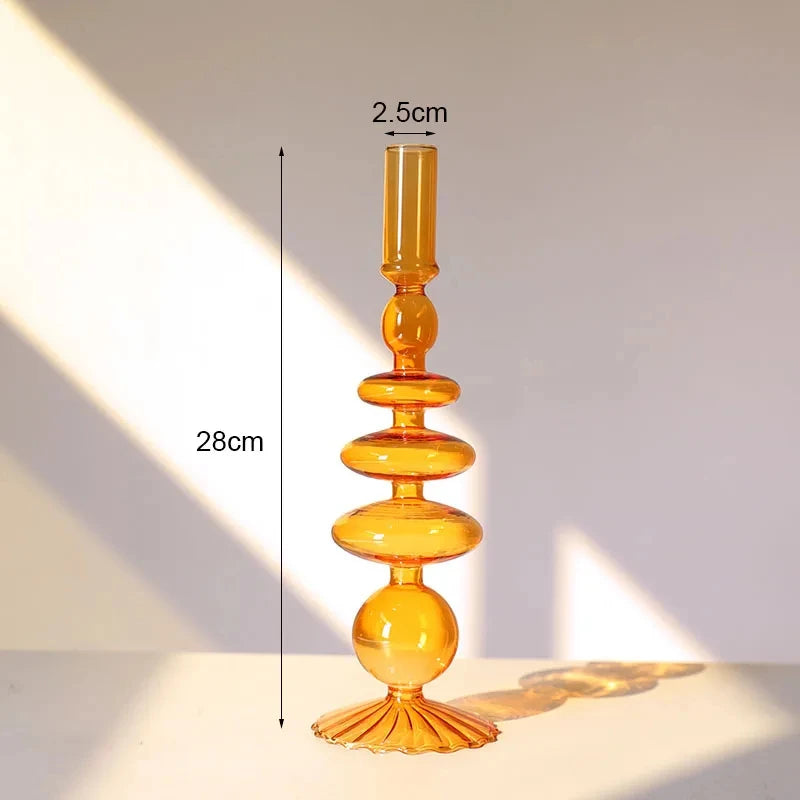 bougeoir long lace verre orange