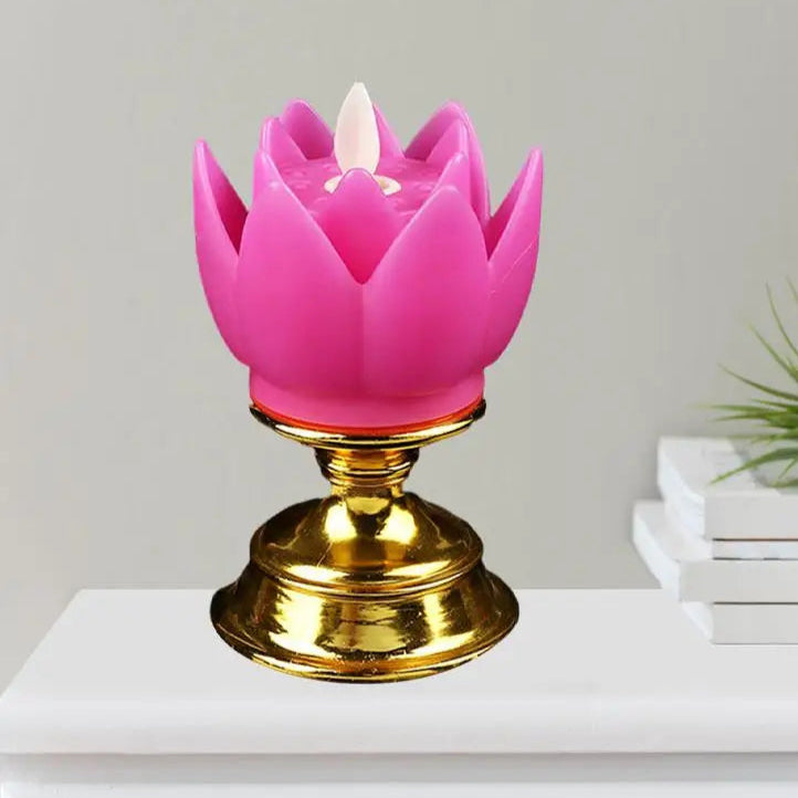bougeoir lotus led fushia - Esprit Chandelier