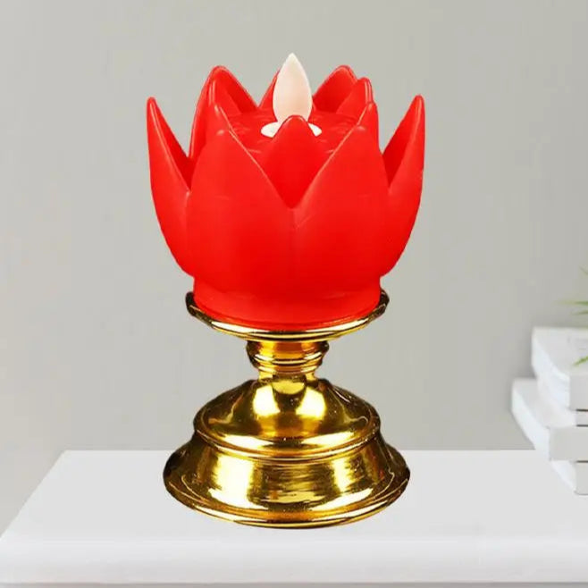 bougeoir lotus led rouge - Esprit Chandelier