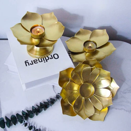 bougeoir métal dore - Esprit Chandelier