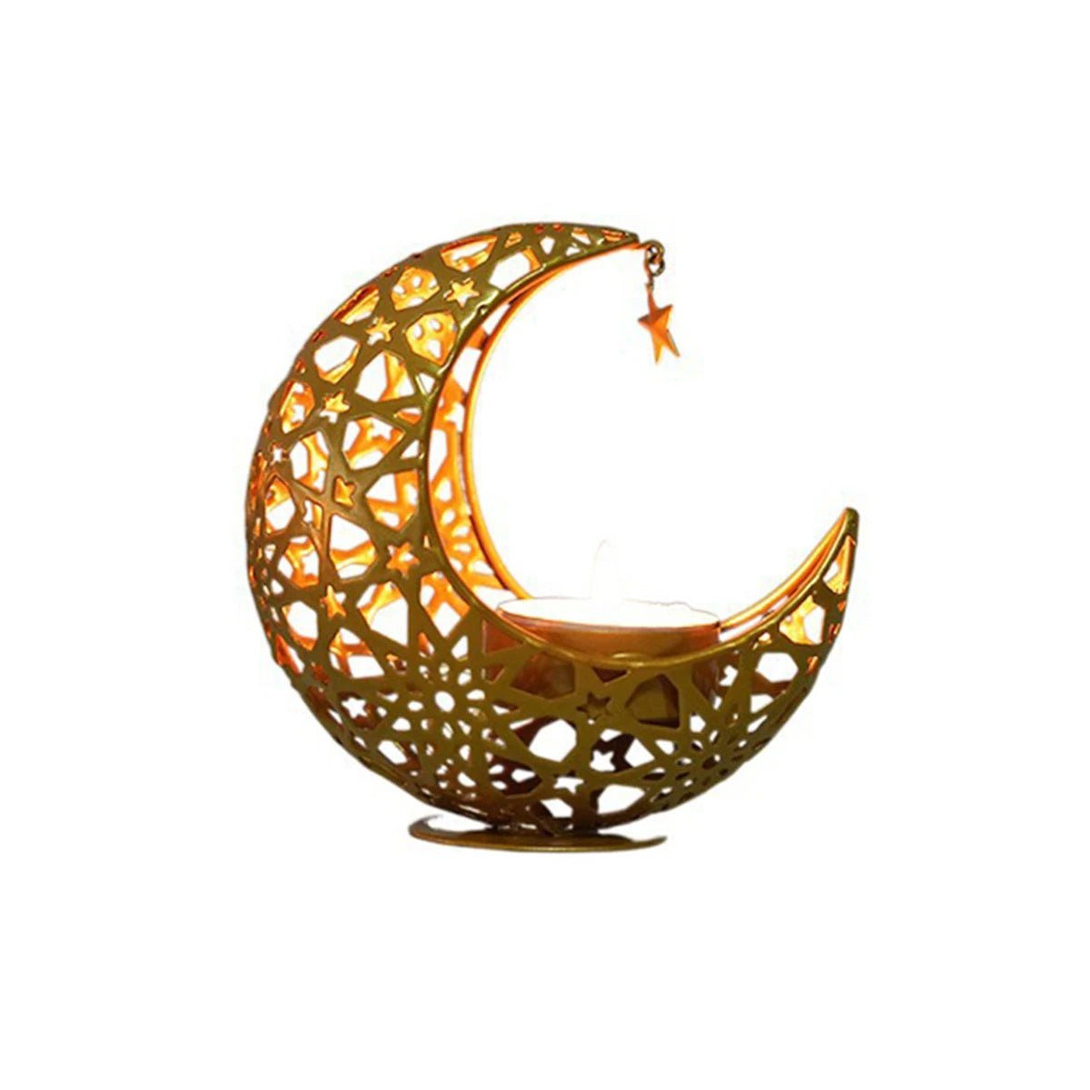 bougeoir metal dore lune - Esprit Chandelier