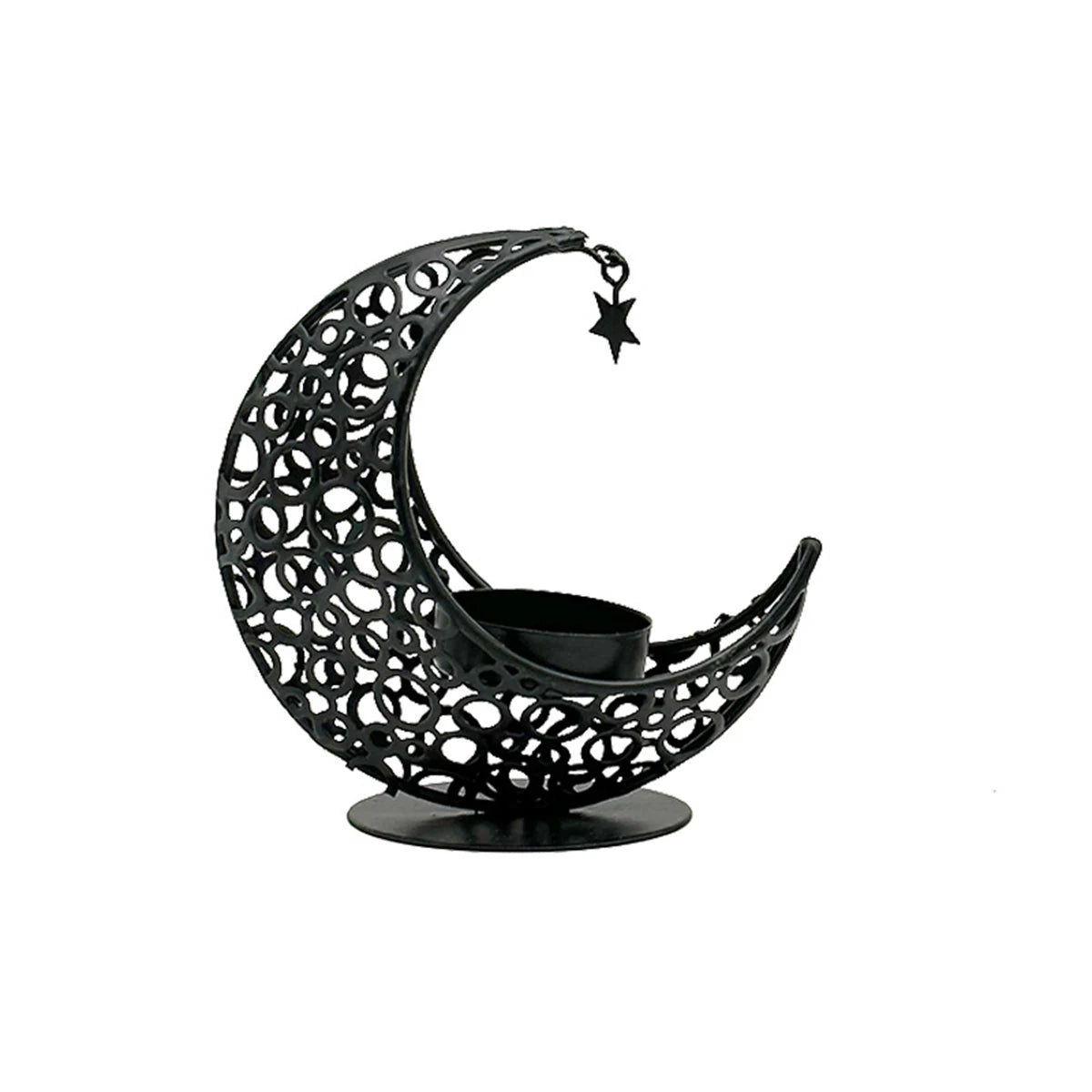 bougeoir metal lune noire - Esprit Chandelier