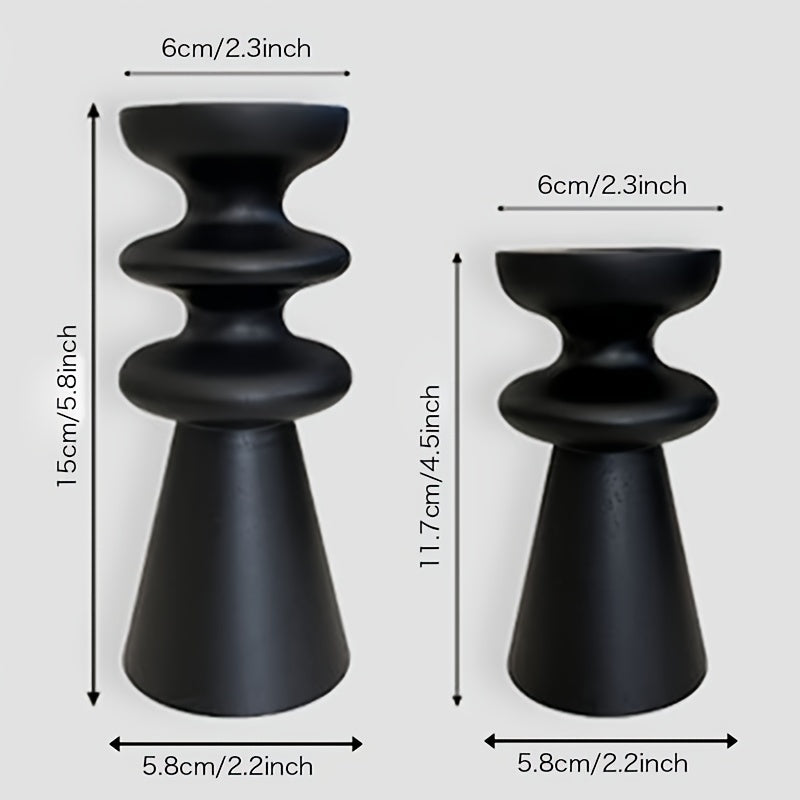 bougeoir noir bois totem - Esprit Chandelier