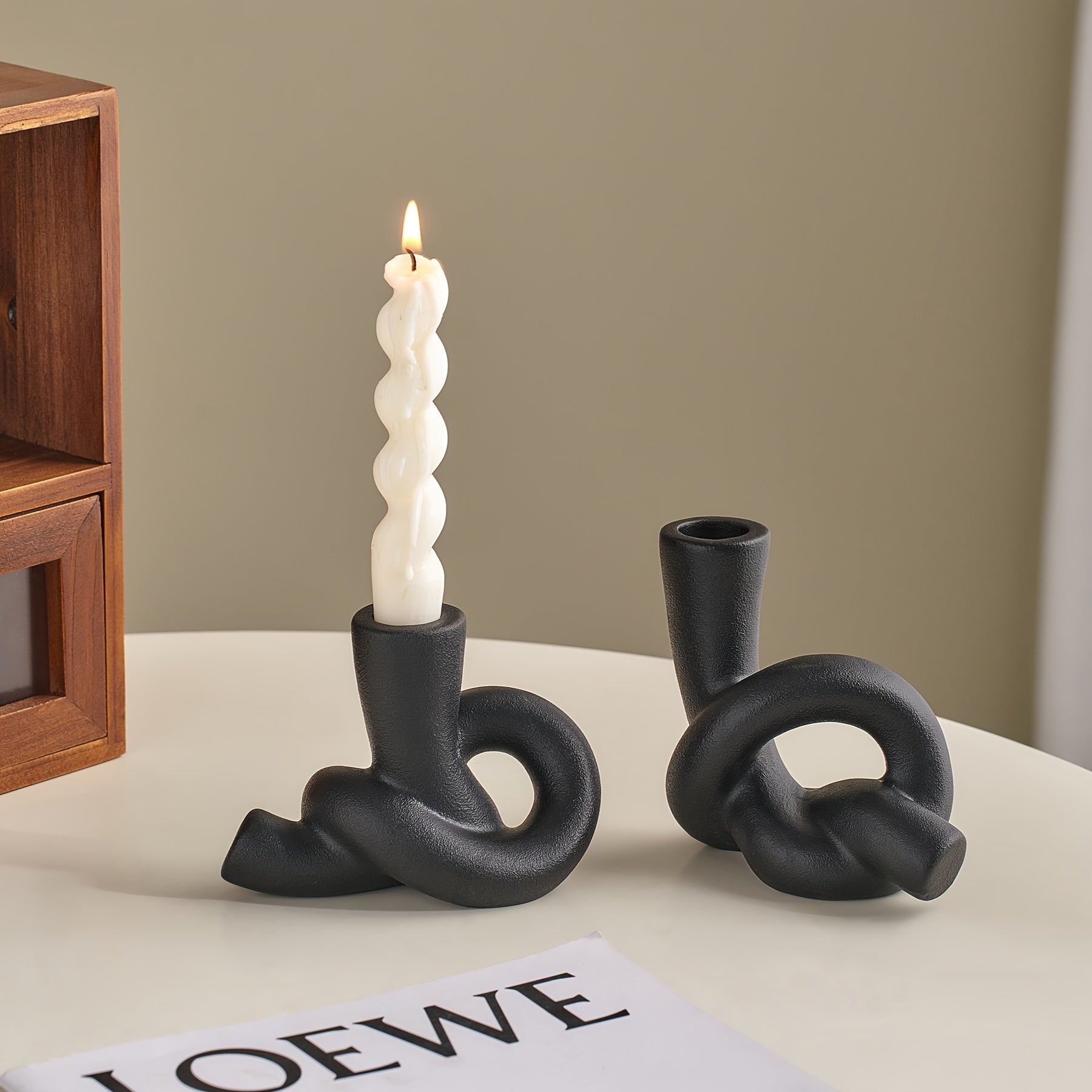 bougeoir noir nœud mat - Esprit Chandelier